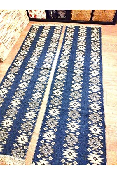 OEM 1+1 Traditional Rugs, size 60 x 200 cm, Blue and Cream, Rustic model 2