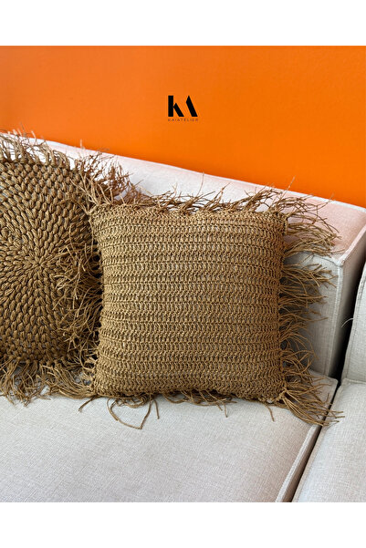 KaiAtelier Husă de pernă naturală, realizată manual, umplută, 50 cm