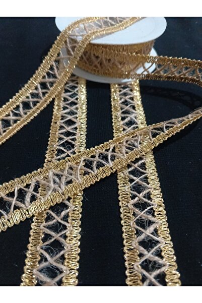 ULUPAMİR Decorative Ribbon with Straw String and Gold Detail
