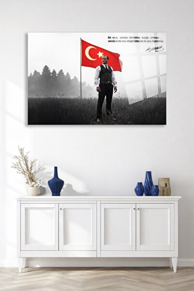 TAULART Turkish Flag with Ataturk in Front Unbreakable Glass Painting Ultra V...