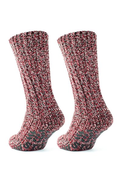 AyrStore GoWith 2'li ABS Baskılı Kaymaz Çorap, Terlik Tipi Kışlık Yünlü Renkl...