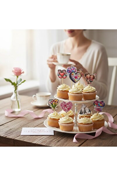Armada 24-Piece Valentine's Day Love-Themed Toothpick Cake Decoration - Cardb...