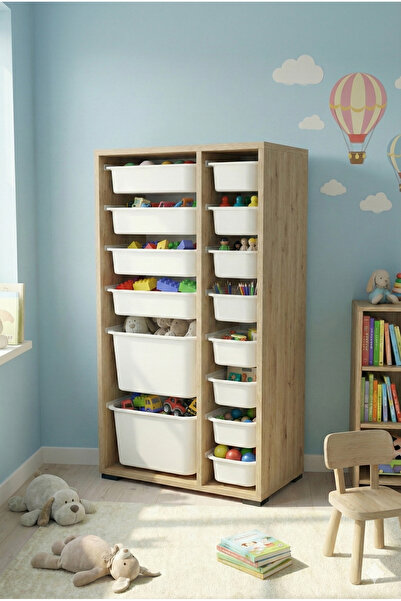 decosense 14 Çekmeceli Çok Amaçlı Oyuncak Dolabı ve Saklama Ünitesi – Çocuk O...