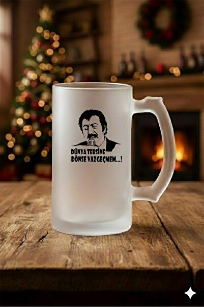 sartre art Müslüm Gürses Şarkı Sözü Tasarımlı Buzlu Cam Bira-Meşrubat Bardağı