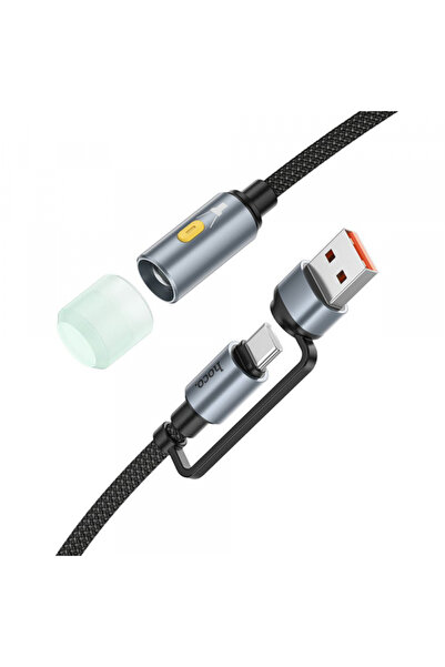 Hoco Cablu Led UA38C, USB-C / USB-A, 0.3m, Negru