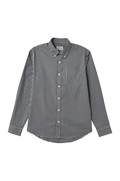 Giordano قميص أكسفورد رجالي من القطن بأكمام طويلة مقاوم للتجاعيد