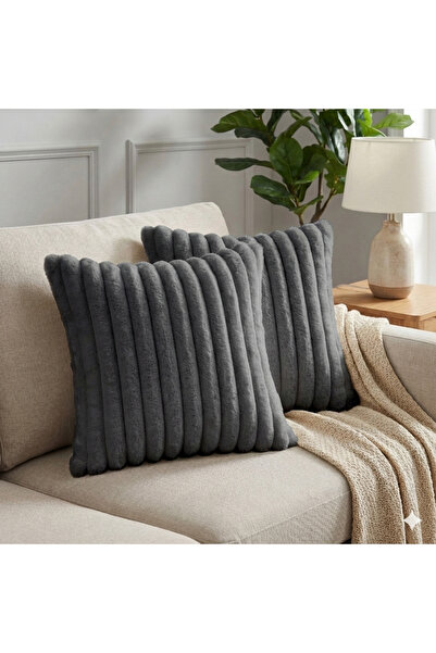 pufftable Set de 2 huse de pernă din pluș cu fir texturat, 45*45, culoare ant...