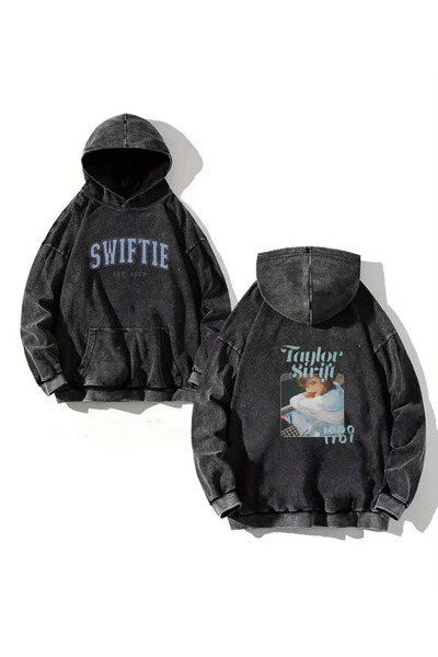 Le Savu Washable Taylor Swift Series Printed Unisex Hooded Oversized Sweatshirt