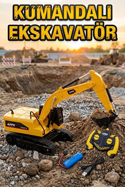 craftivio Uzaktan Kumandalı Şarjlı Kepçe - Metal Uçlu Işıklı Sesli Ekskavatör...