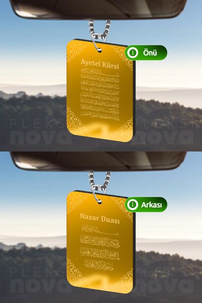 Pleksinova Ayetel Kürsi ve Nazar Dualı Araba Süsü Dikiz Aynası Süsü Araba Süs...