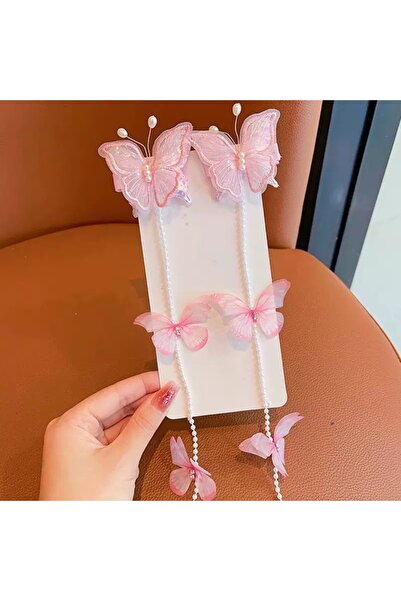 synshop Kelebek 2 Adet Pullu Tüllü İncili Taşlı Kadın Genç Kız Çocuk Bebek Sa...