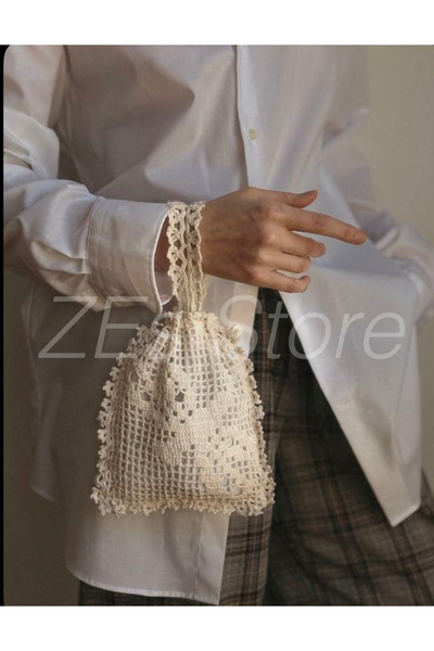 zes store Vintage Dantel Görünümlü Zamansız Şık El örgüsü El Çantası