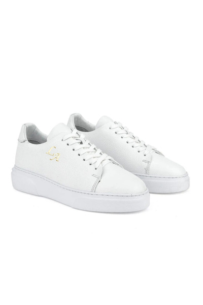 blackpure Ozbay Thick Orthopedic Sole 100% Leather Sneaker Sports Shoes - Whi...