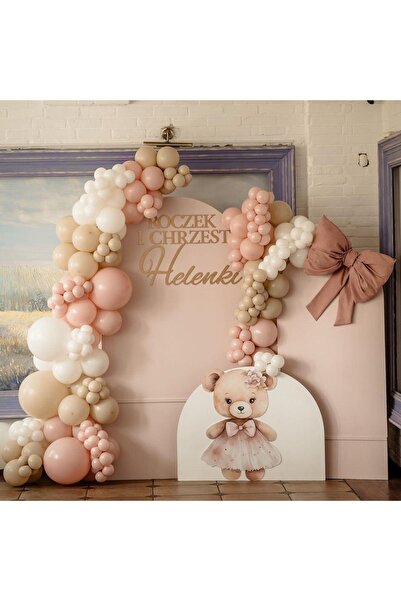 luna parti Pastel Pembe Krem Balon Zinciri Seti 75 Adet – Doğum Günü, Baby Sh...