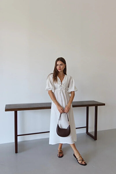 BLACK MODBLACK Short sleeve muslin dress white pt