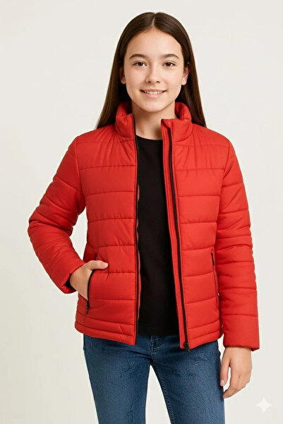 BLACK MODBLACK Girls' Inflatable Coat Lightweight and Warm Winter Coat with Z...