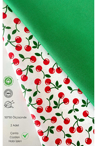 seyranat Çanta, Cüzdan, Hobi İşleri İçin 2 Adet 50 cm Yeşil ve Beyaz Kiraz De...