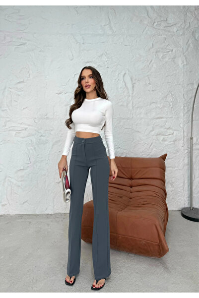 BLACK MODBLACK Ozbay Buttoned P Palazzo Pants Smoked P170091 1152714