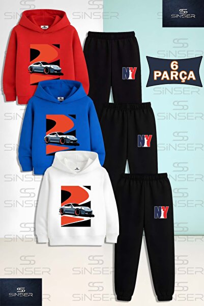 SS SİNSER Παιδικό Unisex Σετ Φόρμας με Κουκούλα "CAR GRAY RED BLACK CANVAS" 3...