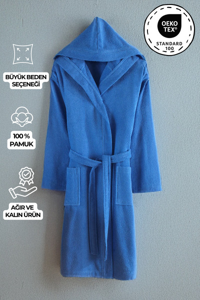 My Catherine Gonca Premium %100 Pamuk Kapşonlu Bornoz | Yüksek Su Emiciliği V...