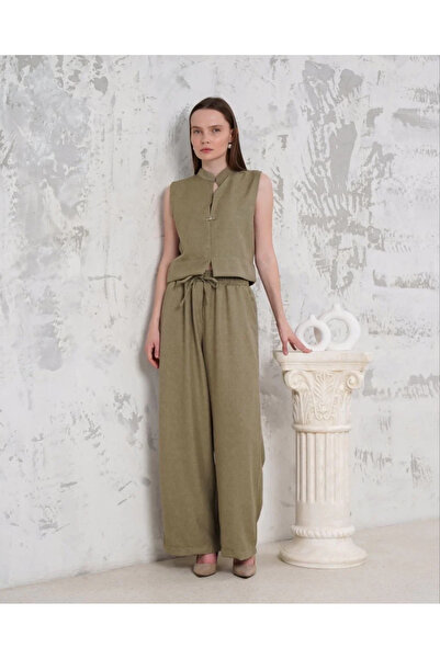 BLACK MODBLACK Ozbay brooch vest pants set khaki s255821 1152714