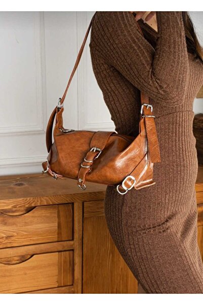 ÖZÜM TAKI Women's Large Size a Quality Tan Shoulder and Arm Bag