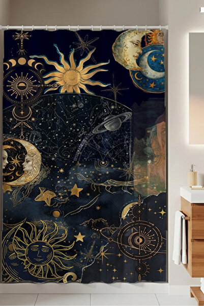 PrintiesPlus Dekoratif Astoloji Detay Duş Perdesi 1x160x200 Banyo Perdesi TAB...
