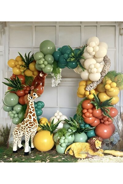 luna parti Safari Jungle Temalı Balon Zinciri Seti – Doğum Günü, Baby Shower,...