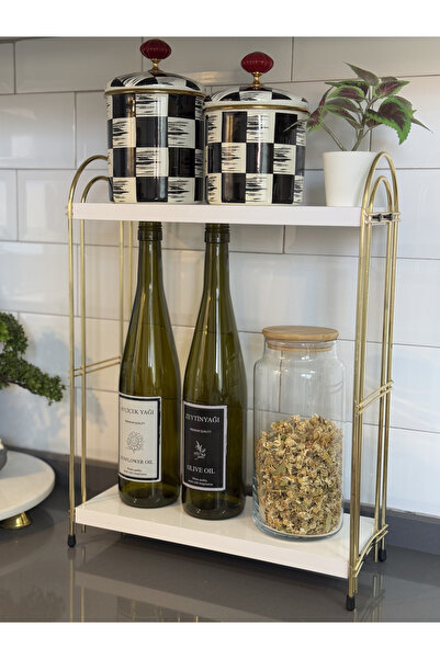 Halemfa İKİLİ OVAL RAF Mutfak Raf GOLD Tezgah Üstü Raf Kahve Köşesi Raf Banyo...
