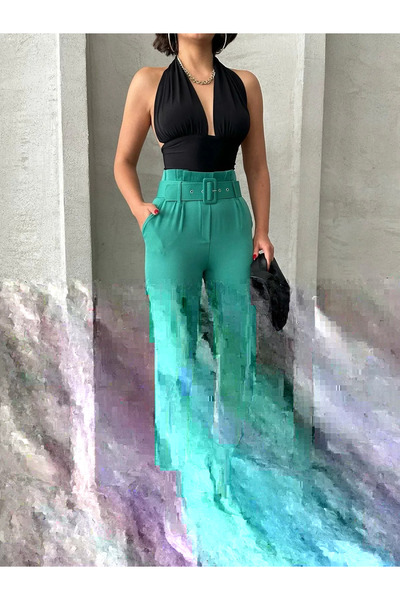 BLACK MODBLACK BELTED CARROT PANT