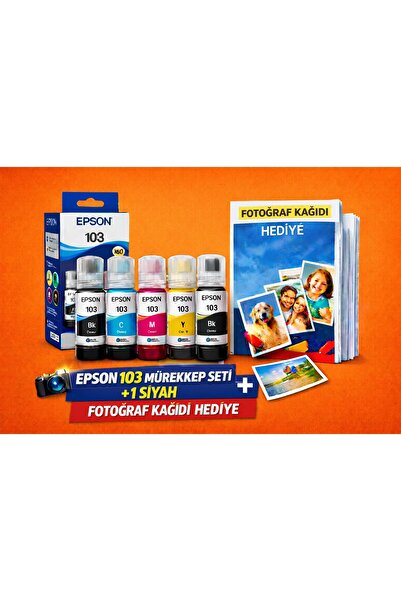 EPSON 103 Ecotank L5290,l3266,l3260,l3256,l3251,l3250,l3211 Mürekkep Seti + 1...