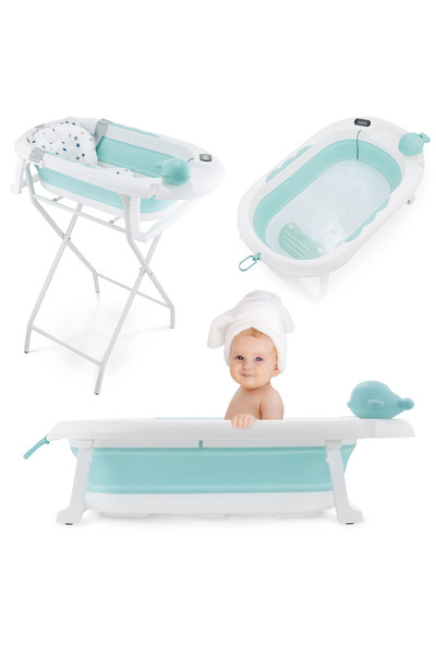 Moby System Cada de baie pliabilă pentru copii cu termometru, inserție și sup...
