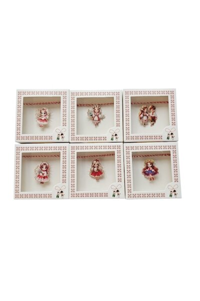 TLBShop Set of 6 assorted traditional metal enamel brooches
