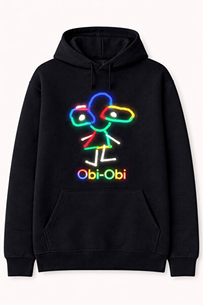 Obi MARKA - Kapüşonlu Neon Baskılı Sweatshirt