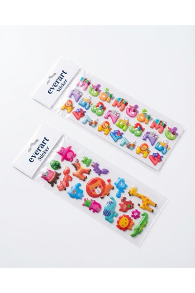 everart Sticker ,Sevimli Karakterler Çocuk Sticker 2 Adet Sticker