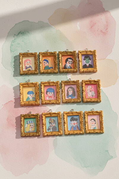 shop 2 Adet Minyatür Çerçeve Tasarımlı Altın Renk Kolye Ucu Seti - Rastgele 2...