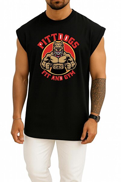 Bahriyeli Collection Oversized Pıttdogs Fit and Gym Chest and Back Printed Ta...