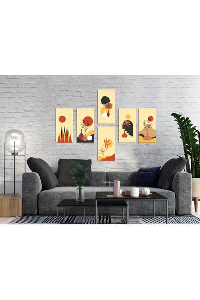 M&H Quality 6-Piece Black Gold Minimal Botanical Painting Set – Modern Wall D...