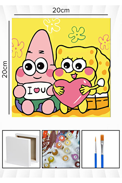 Corvo Sayılarla Boyama 20x20 Cm Tuval Seti Fırça Boya Dahil Çıtaya Gerili - I...