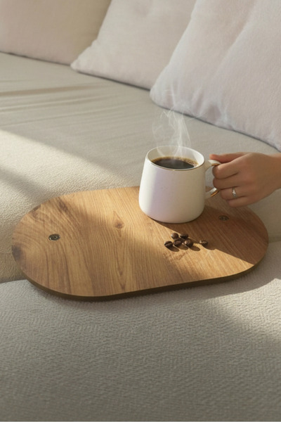 MONTETOYS Ahşap Kanepe Arası Tepsisi Dekoratif Şık ve Çok Amaçlı Servis & Kol...