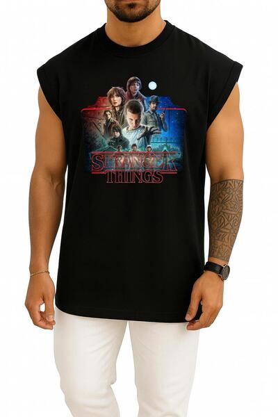 Bahriyeli Collection Oversized Stranger Things Folder Chest Printed Undershirt