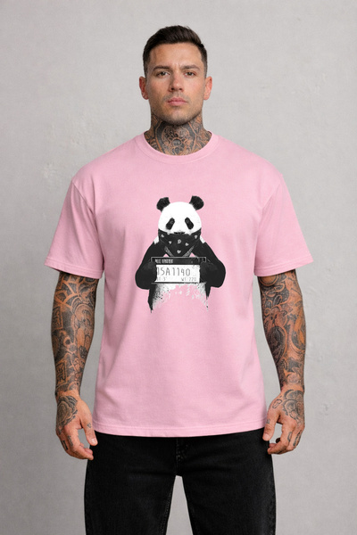 LORVEX T-Shirt Oversized Comfortable Fit Sorgu Panda Printed 100% Cotton