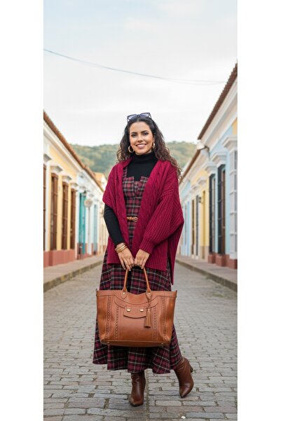 Lovely butik Women's Plaid Patterned Jile Dress with Straps Seasonal Long Jile