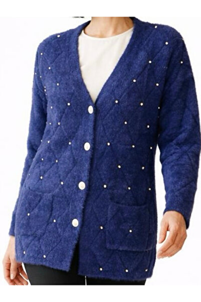 TİRİTEK Tri̇ko Stoned Soft Knit Cardigan / Navy Blue