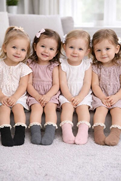 BEBEĞİME ÇORAP 4-Pack Baby Girl Lace Socks