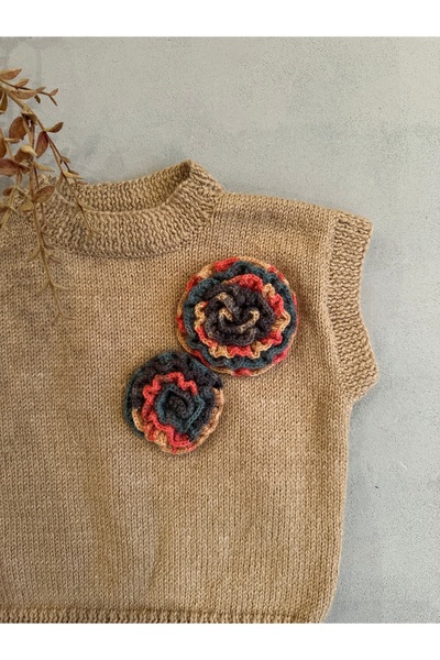 Purdy Plum Hand Knitted Floral Children's Sweater