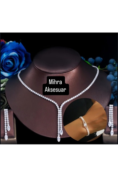 Mihra Aksesuar Necklace Earring Bracelet Set