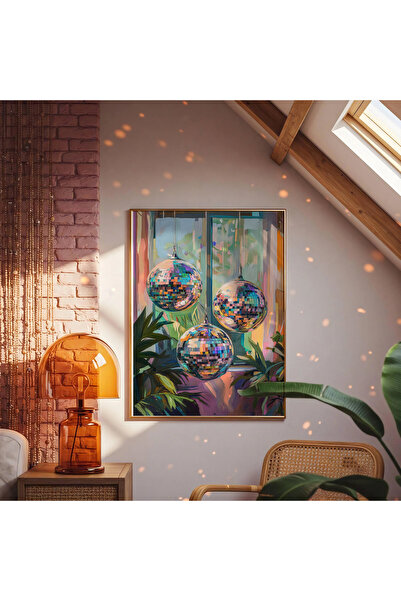 Taranist Kağıt Poster - Renkli Disko Atmosferi İllüstrasyonu - Modern Sanat P...