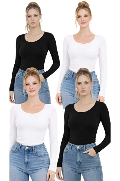 MODARENGİN بلوزة نسائية بأكمام طويلة وياقة راقصة الباليه - تصميم أنيق للاستخد...