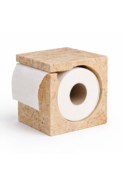 Modestmar Travertine Cube Toilet Paper Stand
